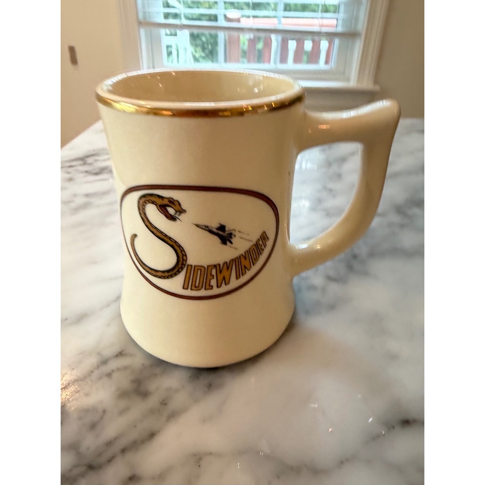 VTG 70s Raytheon Sidewinder Missile Snake Jet Fighter Pilot Military Coffee Mug